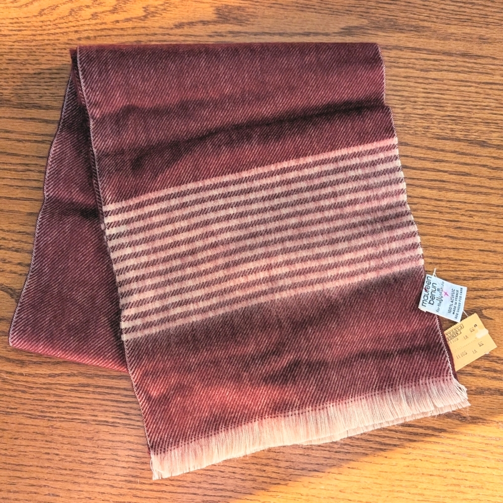 Vintage Maureen Benun Vera Neumann Soft Acrylic Scarf Dark Red